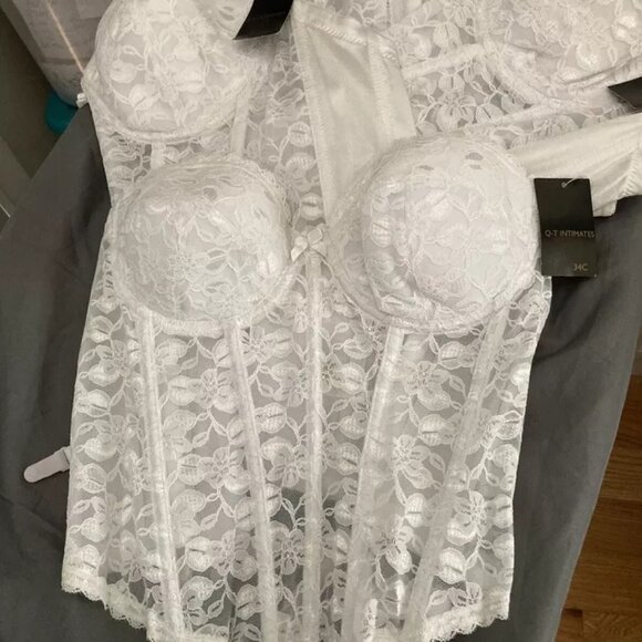 QT Intimates Strapless 1125 Corset Lace Bridal with Garters A,C,D 34,36,38 White - Picture 3 of 7